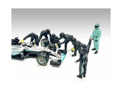 Alternative view of Formula One F1 Pit Crew 7 Figure Set Team Black Release III for 1/43 Scale Models by American Diorama