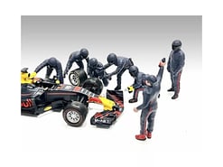 Alternative view of Formula One F1 Pit Crew 7 Figure Set Team Blue Release III for 1/18 Scale Models by American Diorama