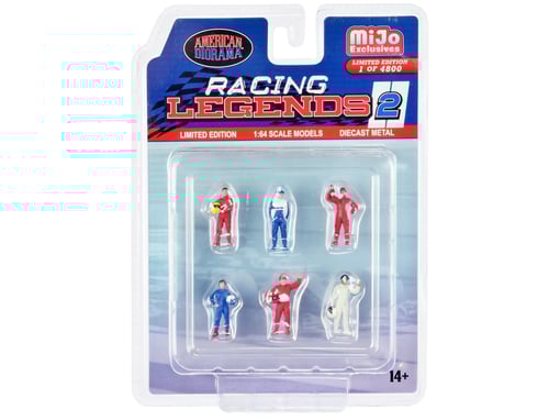"Racing Legends 2" 6 piece Diecast Set (6 Driver Figures) Limited Edition to 4800 pieces Worldwide for 1/64 Scale Models by American Diorama