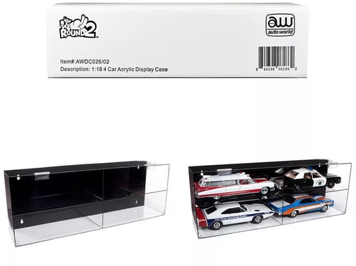 1/18 Scale Model 4 Car Acrylic Display Case by Auto World.