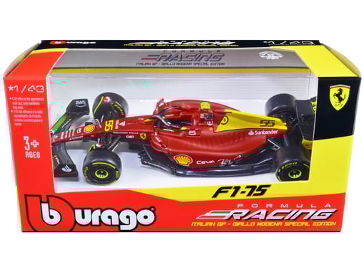 Ferrari F1-75 #55 Carlos Sainz "Giallo Modena" Formula One F1 Italian GP (2022) "Formula Racing" Series 1/43 Diecast Model Car by Bburago