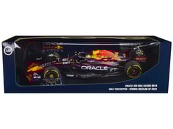 Alternative view of Red Bull Racing RB18 #1 Max Verstappen "Oracle" Winner F1 Formula One "Mexican GP" (2022) with Driver Limited Edition to 258 pieces Worldwide 1/18 Diecast Model Car by Minichamps