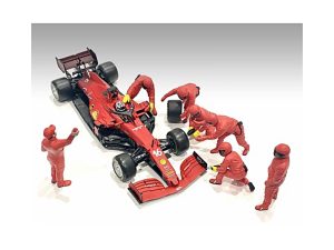 Alternative view of Formula One F1 Pit Crew 7 Figure Set Team Red Release III for 1/18 Scale Models by American Diorama