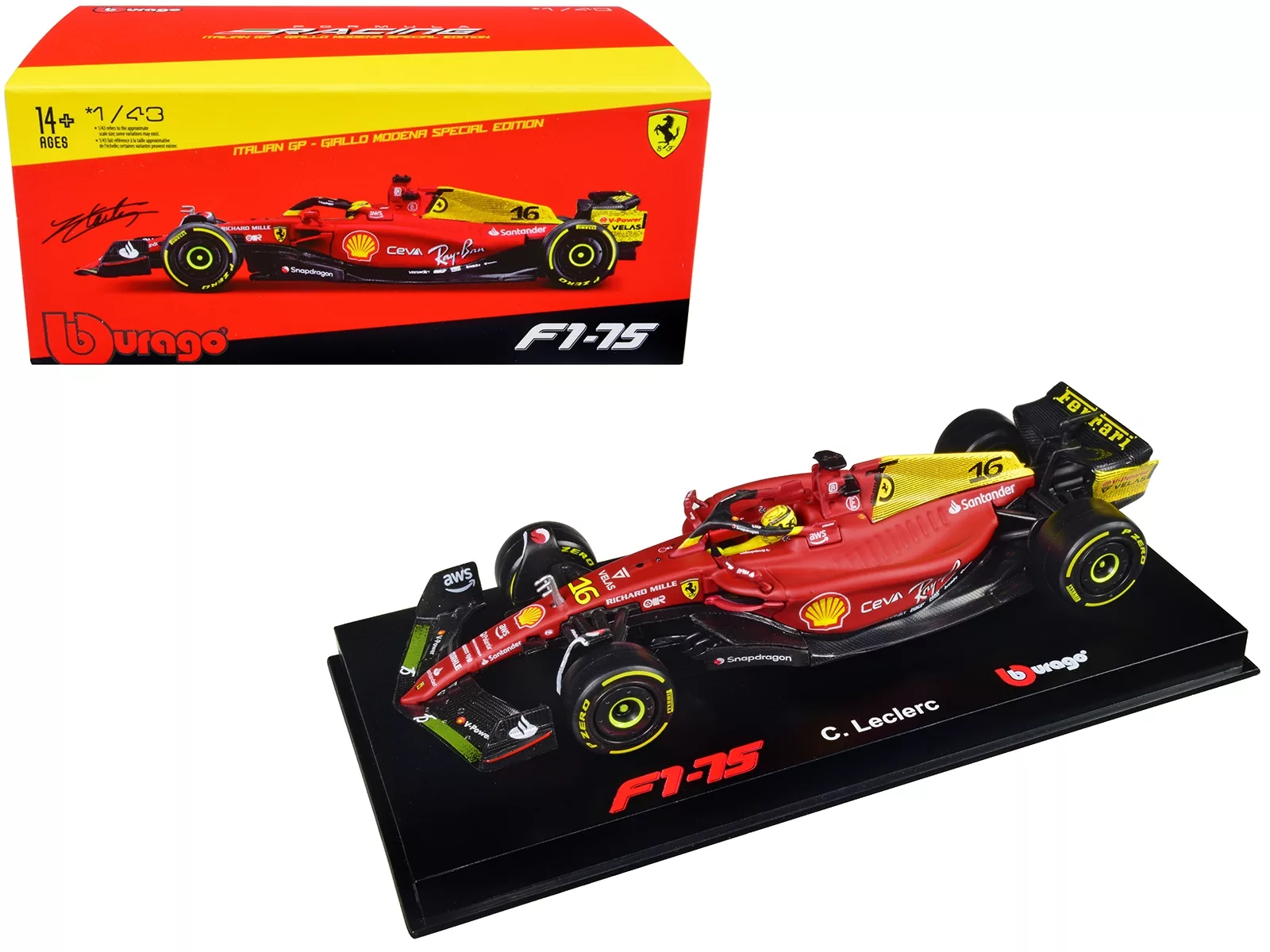 Voiture miniature Ferrari F1 SF-23 #16 Charles Leclerc 2023 Burago