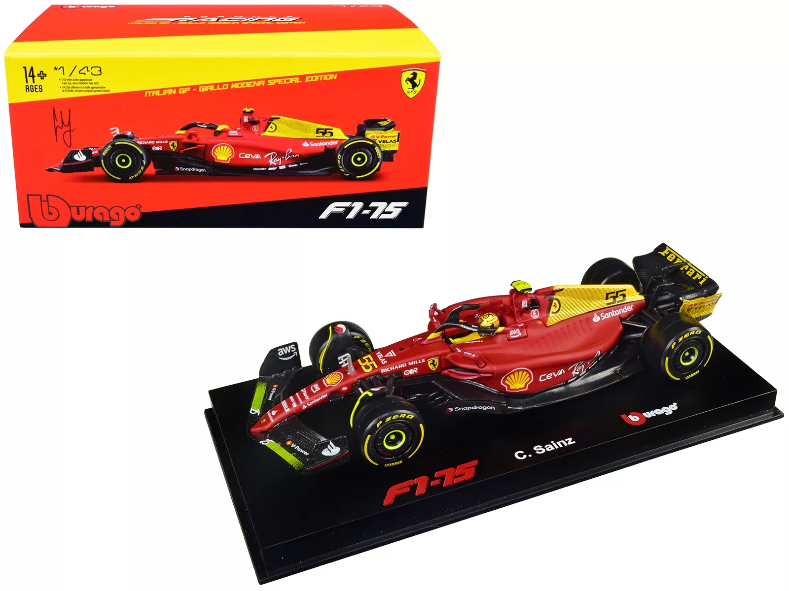 Bburago 1:43 Ferrari collection yellow Alloy Racing Convertible alloy car  model simulation car decoration collection gift toy