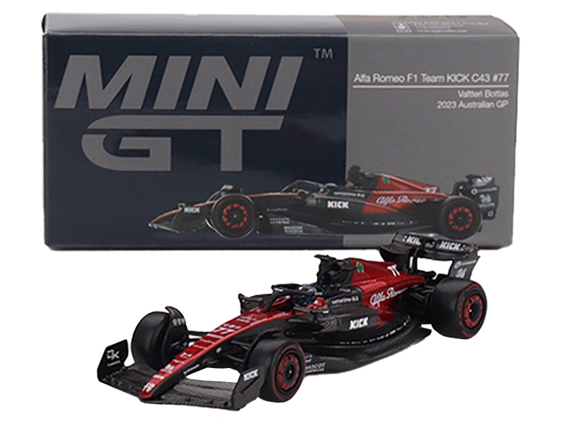 Alfa Romeo C43 #77 Valtteri Bottas "Alfa Romeo F1 Team Kick" Formula One F1 "Australian GP" (2023) Limited Edition 1/64 Diecast Model Car by Mini GT - Image 3