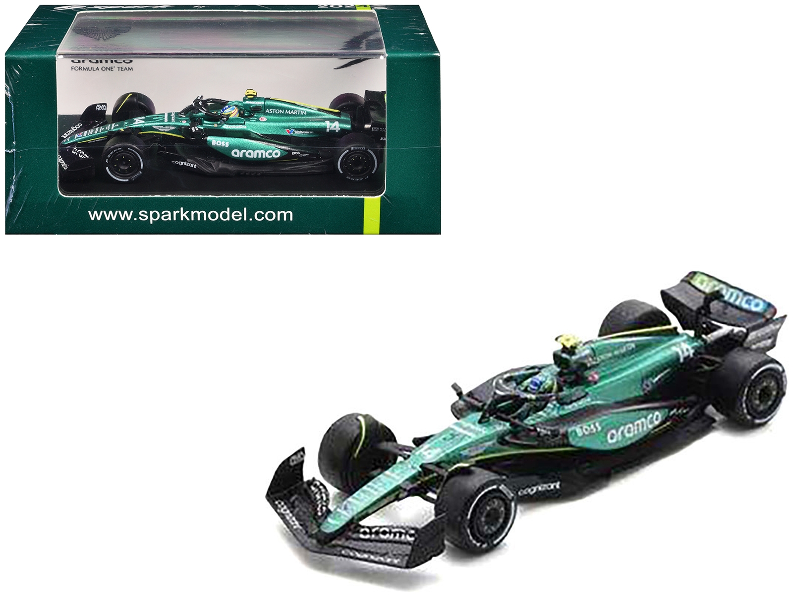 Aston Martin AMR24 #14 Fernando Alonso Formula One F1 "Saudi Arabian GP" (2024) 1/64 Diecast Model Car by Spark